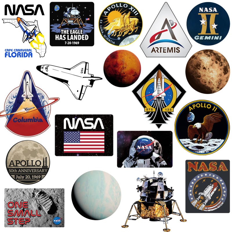 GRAPHICS & MORE NASA Missions 50ct Vinyl Large Deluxe Stickers Variety Pack â€“ Laptop, Water Bottle, Scrapbooking, Tablet, Indoor/Outdoor â€“ Set of 50 - Image 4
