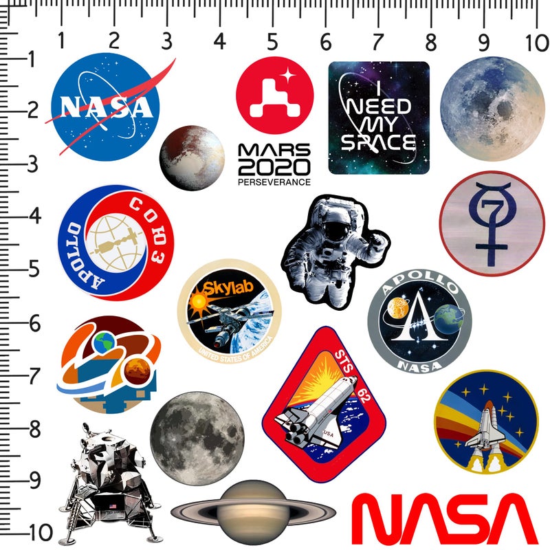 GRAPHICS & MORE NASA Missions 50ct Vinyl Large Deluxe Stickers Variety Pack â€“ Laptop, Water Bottle, Scrapbooking, Tablet, Indoor/Outdoor â€“ Set of 50 - Image 2