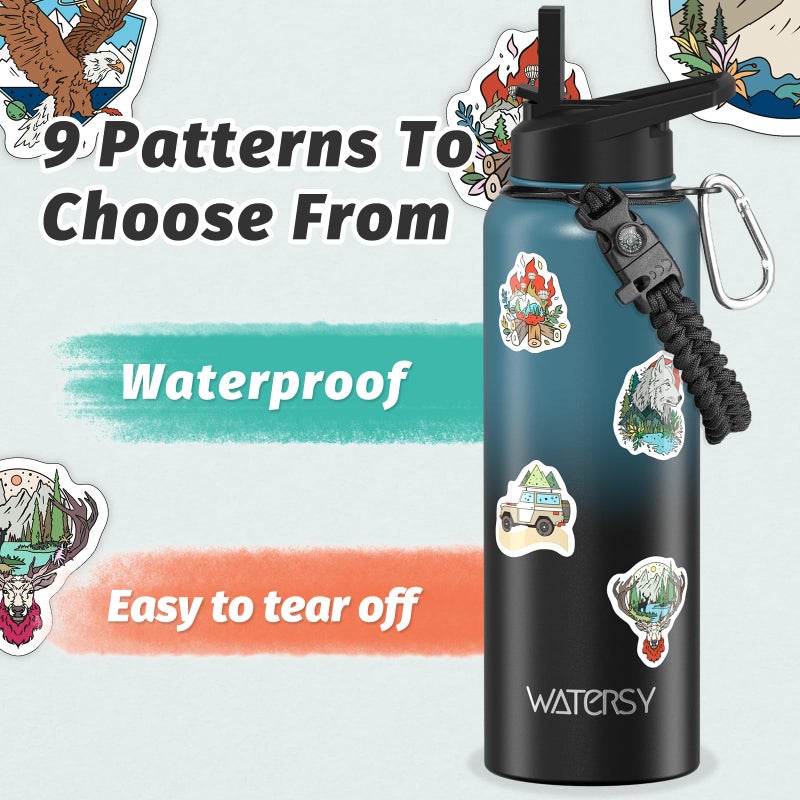 WATERSY 40oz Insulated Water Bottle (Cold for 48 Hrs),BPA Free&Leak Proof,Stainless Steel Water Flask,Water Jug with Straw Spout Lids for Gym,Hiking,Travel,Black Blue - Image 4