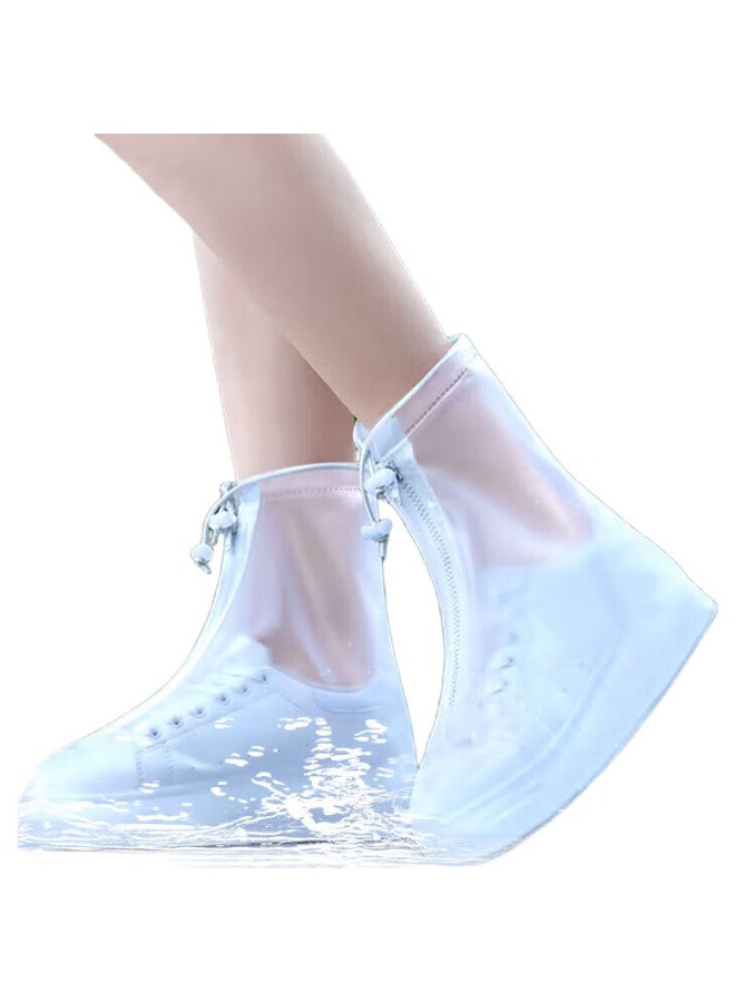 NOLANSEND Rain Shoe Covers For Men And Women, Thickened Sole Rain Boots, Non-Slip Portable Rain Boots For Adults, Reusable Transparent 3Xl (45-46) - Image 1