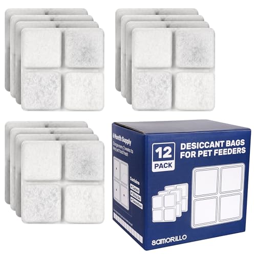 Samorillo [12 Pack] Desiccant Bag for Petlibro Pet Feeder - Six-Month Supply Keeps Dog Food & Cat Food Dry + Fresh - Removes Moisture & Odors for Automatic Pet Feeders - Made from Silica, Carbon & Deoxidizer - Image 1