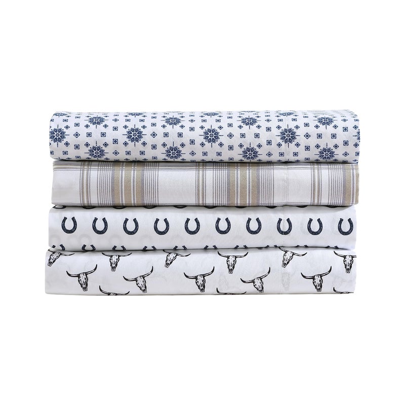 Wrangler- King Sheet Set  Silky & Lightweight Bedding Set  Casual Home D?cor (Horseshoe Dots Navy  King) - Image 5