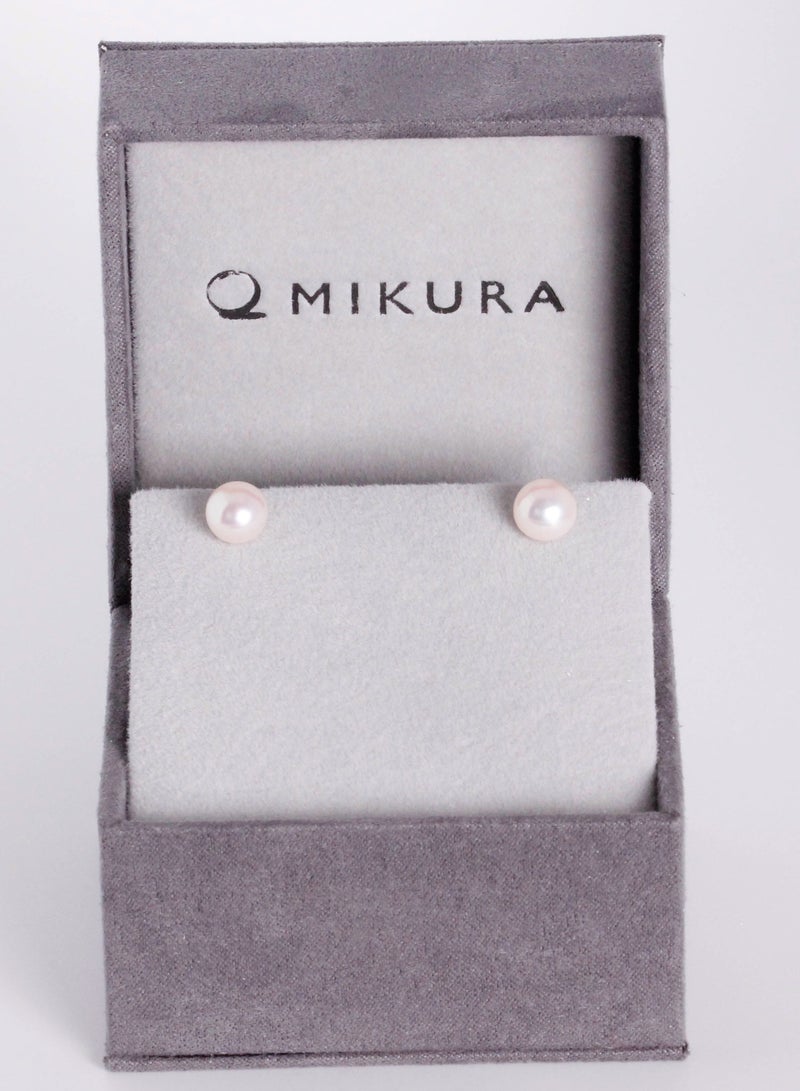 MIKURA Earrings, Freshwater Pearls, A Quality, White Color, 8.0-7.5MM, 925 Silver Findings  - Image 3