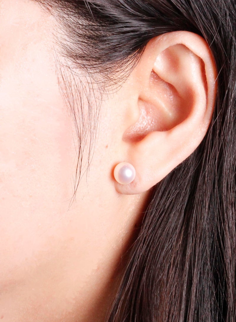 MIKURA Earrings, Freshwater Pearls, A Quality, White Color, 8.0-7.5MM, 925 Silver Findings  - Image 4