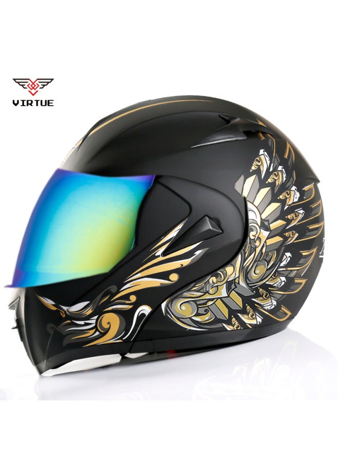 Black Wings Colorful Mirror For Virtue Electric Car Helmet Dot Double Lens Exposed Helmet Can Do The New National Standard 3c
