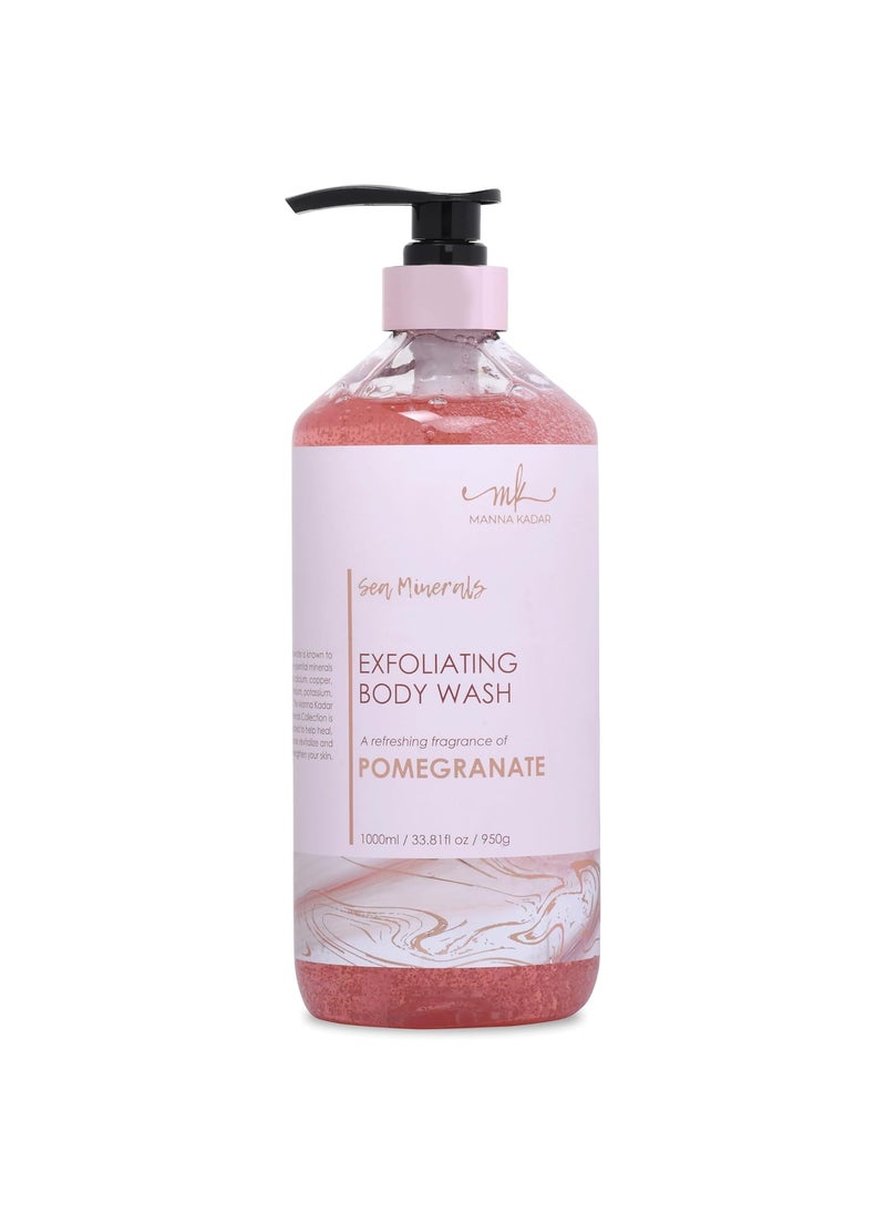 Manna Kadar Manna Kadar Beauty Dead Sea Minerals Exfoliating Body Wash, Pomegranate - Body Wash, Shower Gel, Moisturizing Scrub, Brighten Dull Skin 