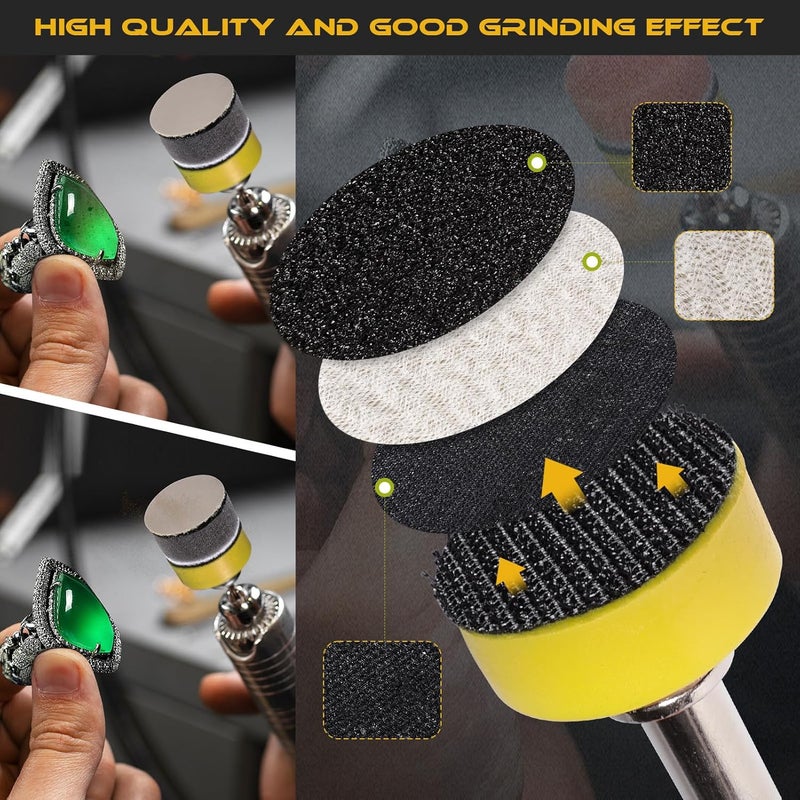 GOH DODD 185 PCS 1 Inch Sanding Disc, Hook and Loop 60 to 10000 Grit Wet Dry Sandpaper Sand Paper with 1/8" 1/4" Shank, Backing Pad, Foam Sanding Pads for Auto Metal Glass Resin Wood Sanding - Image 4