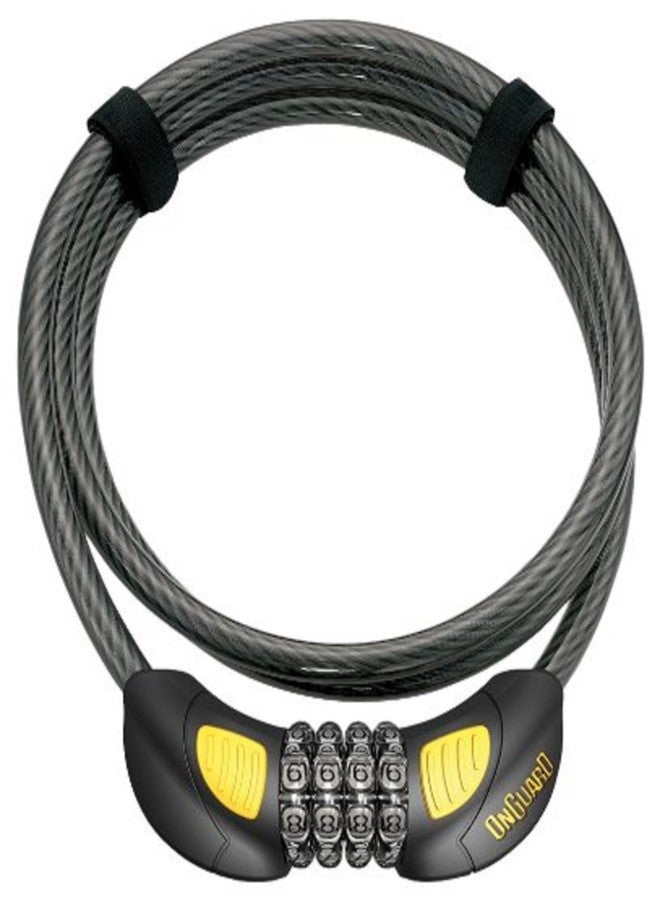OnGuard Terrier GLO Combo 6' Cable Lock – 180 cm × 10 mm Twisted Steel Cable, LED-Illuminated 4-Digit Combination, Vinyl-Coated Security Cable - Image 1