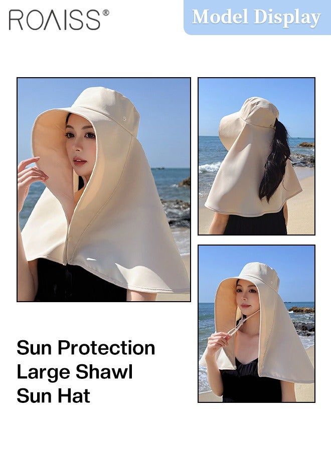 roaiss Women's Sun Protection Large Shawl Sun Hat, UPF50+ Sun Protection Ponytail Comfort Hat, Breathable Waterproof, Summer Beach Outdoor Hat Garden Fishing Hiking - Image 2