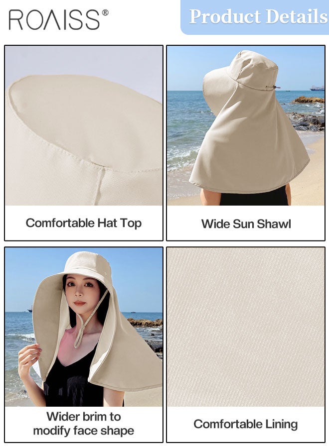roaiss Women's Sun Protection Large Shawl Sun Hat, UPF50+ Sun Protection Ponytail Comfort Hat, Breathable Waterproof, Summer Beach Outdoor Hat Garden Fishing Hiking - Image 4