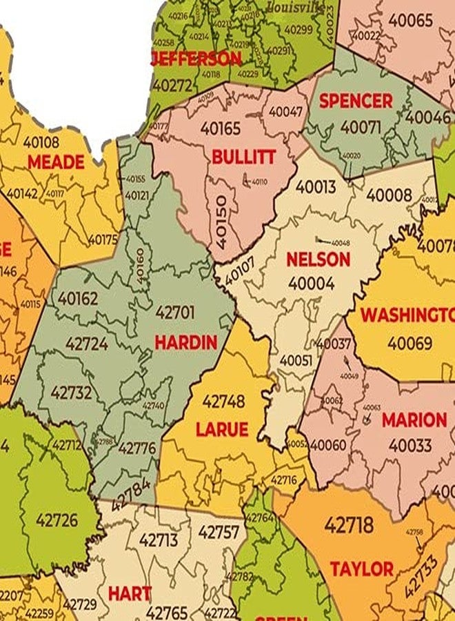 MapSherpa Kentucky ZIP Code Map with Counties - Standard - 36" x 20" Laminated - Image 2