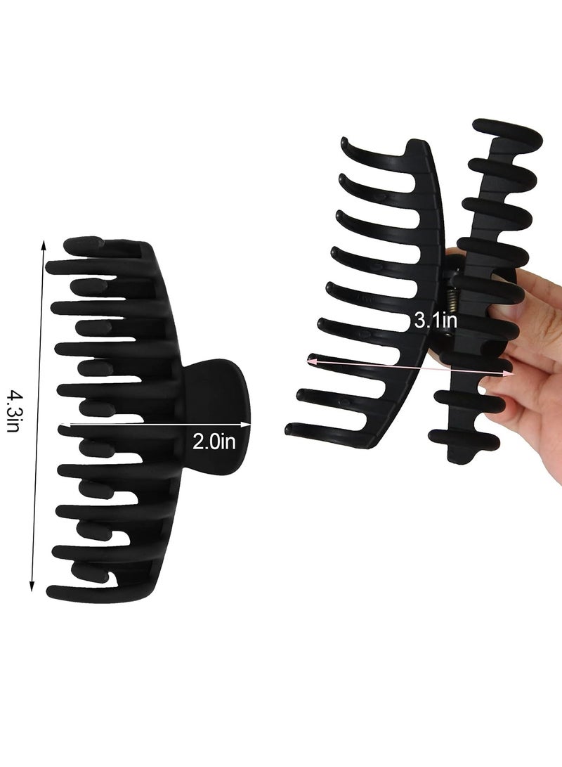Goolsky عبوة 2 من مشابك الشعر الكبيرة غير القابلة للانزلاق للنساء والفتيات، مشبك كبير بقوة تثبيت 4 بوصات (أسود) - Image 2