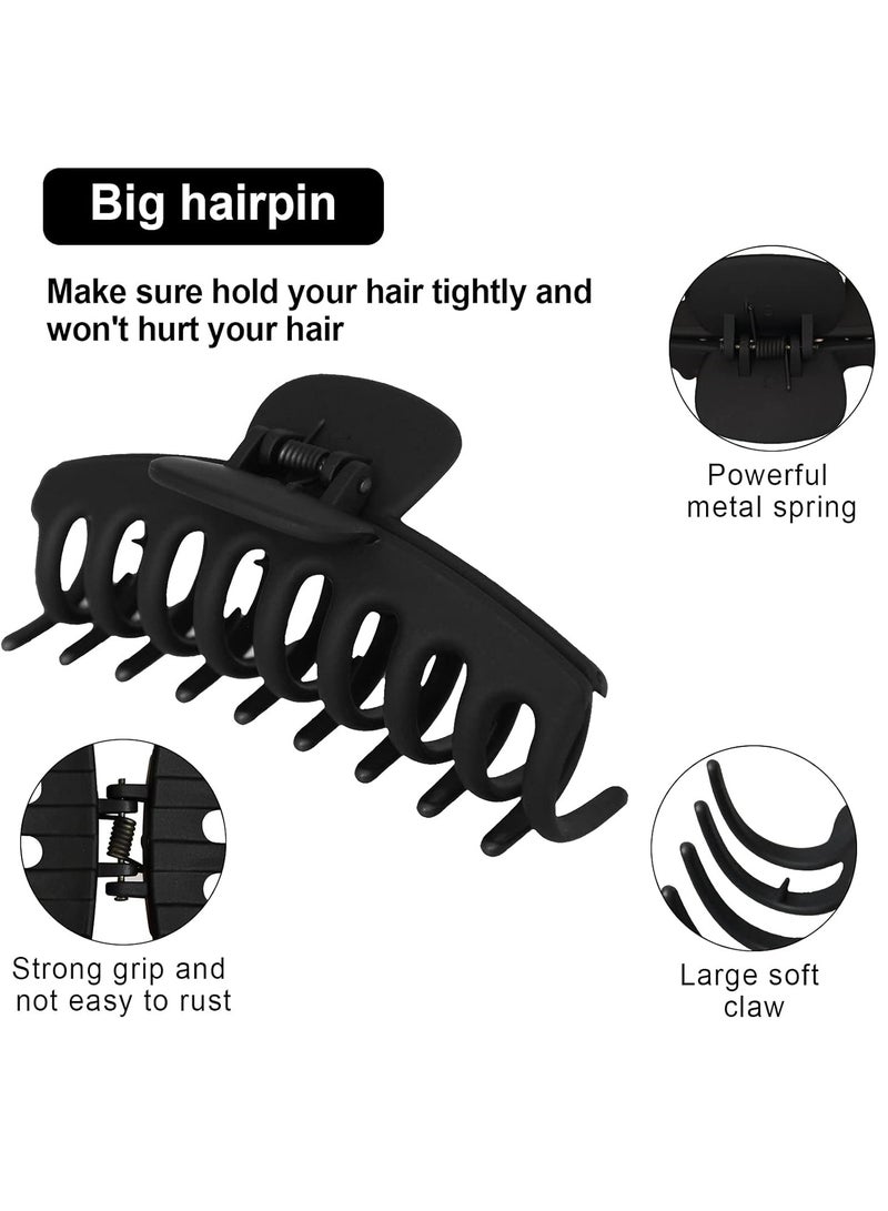 Goolsky عبوة 2 من مشابك الشعر الكبيرة غير القابلة للانزلاق للنساء والفتيات، مشبك كبير بقوة تثبيت 4 بوصات (أسود) - Image 4
