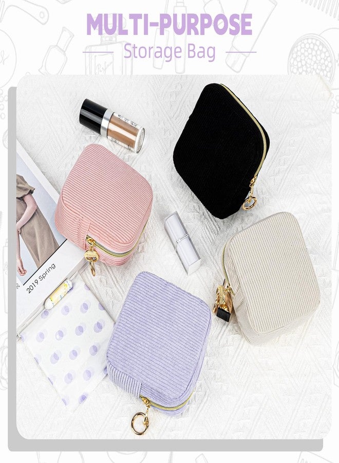 Playexen Period Bag for Teen Girls, Corduroy Sanitary Napkin Storage Bag, Menstrual Pad Pouches Tampon Holder for Purse, A-Lilac, Period Bag - Image 4