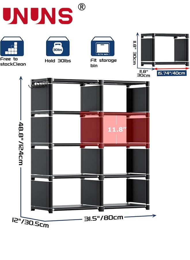 UNUNS - Bookshelves,Double Row 8-Grid Multi-Functional Storage Equipment,Assembled Storage Rack,Bedroom Living Room Vertical Cabinet Bookshelf,Black - Image 1