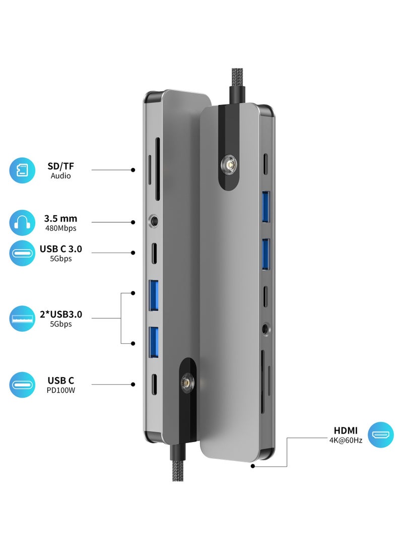 محور USB C 8 في 1 مع محول من USB A إلى USB C ومنافذ USB 3.0 - Image 1