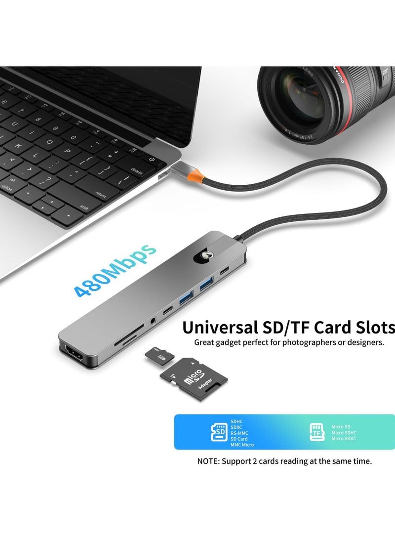 محور USB C 8 في 1 مع محول من USB A إلى USB C ومنافذ USB 3.0 - Image 5