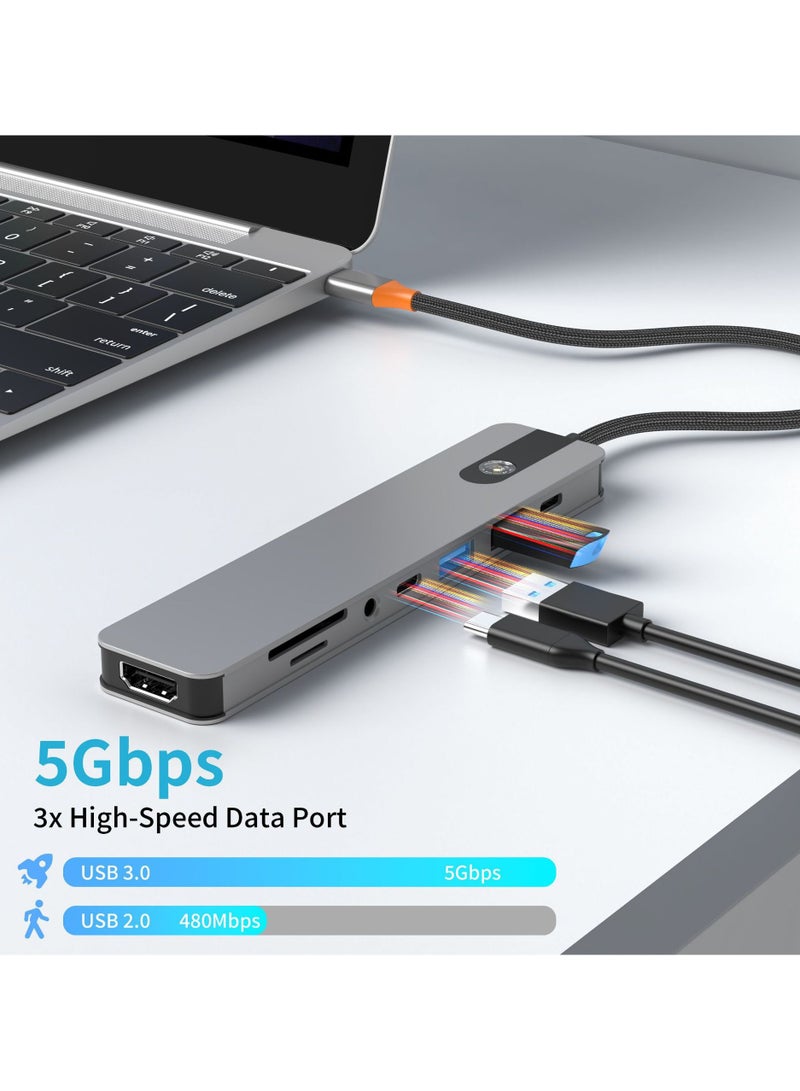 محور USB C 8 في 1 مع محول من USB A إلى USB C ومنافذ USB 3.0 - Image 3