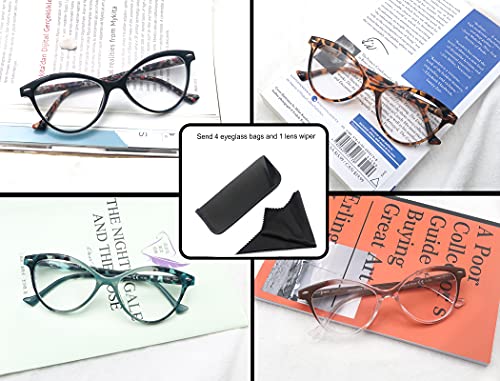 MODFANS 4 Pack Cat Eye 1.5 Reading Glasses for Women,Fashion Ladies Design Comfortable Spring Hinge Stylish 4 Pair Women Readers with 4 Pouch - Image 4