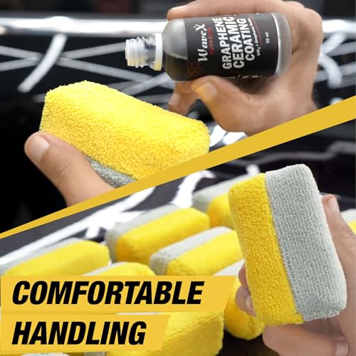 Wavex Dual Microfiber Applicator Car Polish Sponge (Pack of 4) | Microfiber Applicator Sponge for Car Polish | Great Car Polish Pad Applicator for Ceramic Coating, Waxes, Polishes, Dressers & More - Image 4
