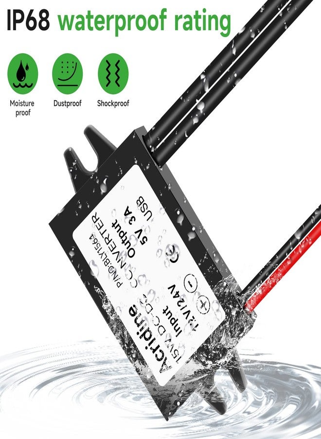 Acridine 2-Pack 12V 24V DC to 5V 3A USB Female DC Converter Adapter Buck Module - Image 3