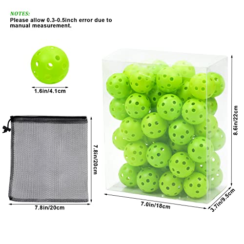 Bac-kitchen 50 Pack Plastic Golf Balls Practice Limited Flight Golf Training Ball Hollow Swing Practice Indoor Balls with Mesh Drawstring Bag for Backyard Driving Range or Outdoor (Green) - Image 2