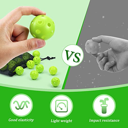 Bac-kitchen 50 Pack Plastic Golf Balls Practice Limited Flight Golf Training Ball Hollow Swing Practice Indoor Balls with Mesh Drawstring Bag for Backyard Driving Range or Outdoor (Green) - Image 5