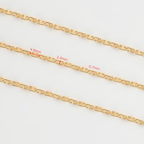 YOUBEIYEE 16.4 Feet Light Gold Jewelry Chain Bulk 18K Gold Plated Brass Chain Tiny Pig Nose Chain Necklace DIY Jewelry Chain Roll with Jump Rings and Lobster Clasps - Image 3