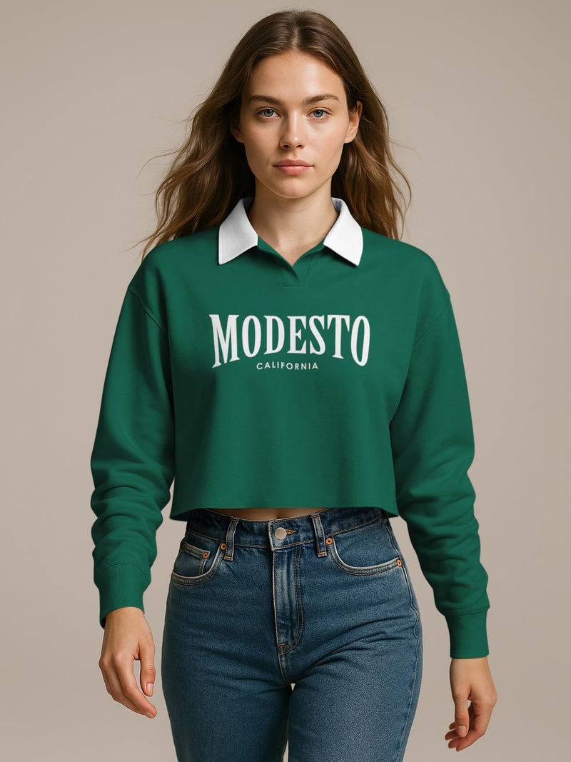 HELLCAT Crop Tshirt for Women Stylish Western | Polo T Shirt for Women Full Sleeves_ Green_XX-Large - Image 2