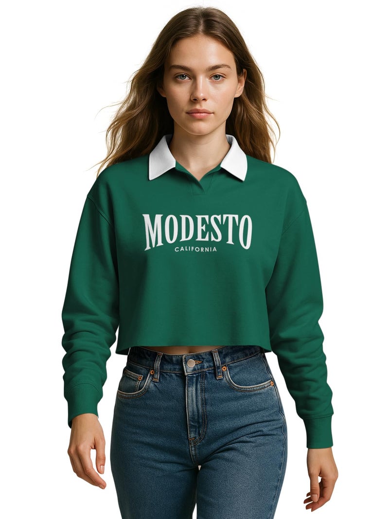 HELLCAT Crop Tshirt for Women Stylish Western | Polo T Shirt for Women Full Sleeves_ Green_XX-Large - Image 1