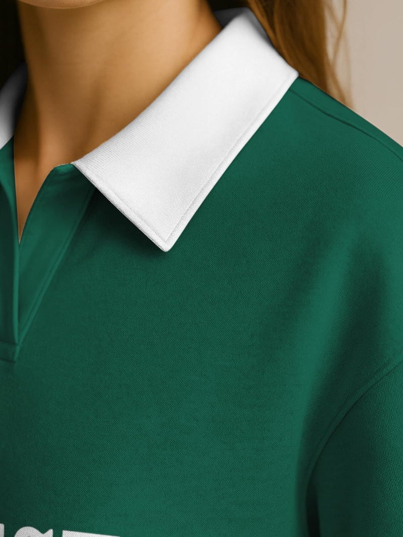 HELLCAT Crop Tshirt for Women Stylish Western | Polo T Shirt for Women Full Sleeves_ Green_XX-Large - Image 3