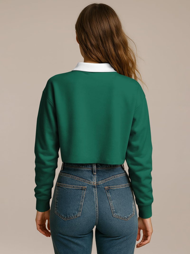 HELLCAT Crop Tshirt for Women Stylish Western | Polo T Shirt for Women Full Sleeves_ Green_XX-Large - Image 4