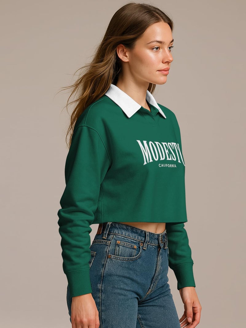 HELLCAT Crop Tshirt for Women Stylish Western | Polo T Shirt for Women Full Sleeves_ Green_XX-Large - Image 5