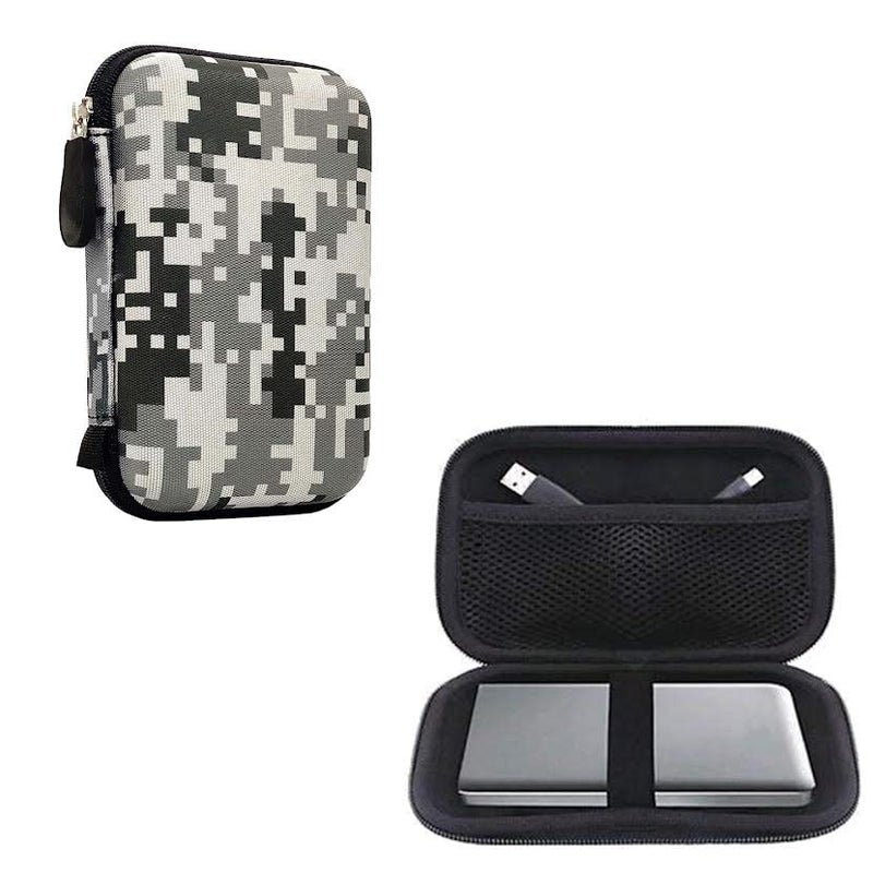 GadgetBite Hard Disk Case External Printed Hard Drive Disk Enclosure Portable Carrying EVA Case Cover Pouch Casing for 2.5-Inch Hard Drive (White & Black Pixelated) - Image 1