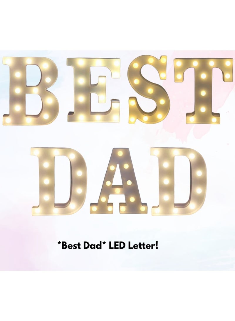 Alphabet LED Letter Lights Light Up Plastic Letters Standing Hanging BEST DAD ( 8.54in x 7.2in x 1.7inches )