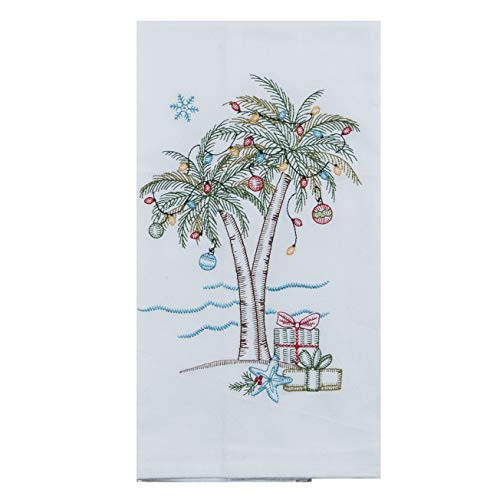 Kay Dee Designs Coastal Holiday Embroidered Flour Sack Towels - Flamingo, Palm Tree, and Sea Turtle - Set of 3 Designs - Image 3