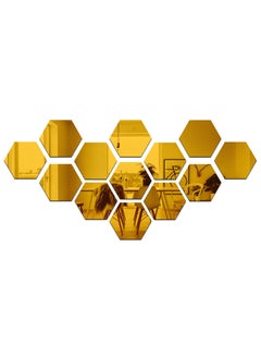 Wall1ders Wall1ders 13 Hexagon Mirror Stickers for Wall Mirror Stickers for Wall Acrylic Stickers Wall Mirror Stickers Wall Stickers for Bedroom Hall Home Offices Golden 