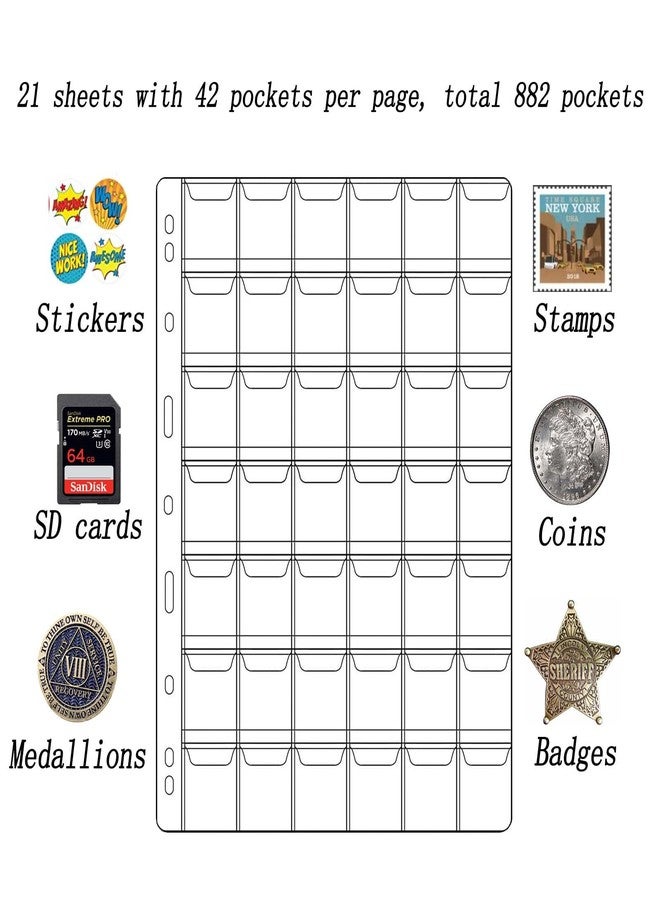 Xxmbbjy 882 Pockets Coin Collection Pages, 21 Sheets Coin Collection Supplies Pages with Standard 9 Hole Coin Binder Sleeves for Penny, Nickel, Dime, Quarter Dollar Collection (42 Pocket) - Image 4