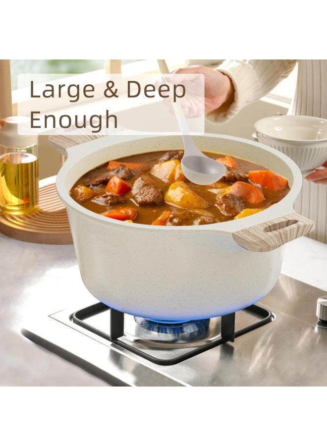 Caannasweis 21Pcs Cookware Sets, Nonstick Pots and Pans Set, Granite Induction Cookware, Non Stick Kitchen Cooking Set withTempered Glass Lids，Gas, Electric, Ceramic, Induction Compatible，Nonstick Granite Omelette Skillet Breakfast Egg pan Set,Including Small Milk Pot, Frying Pan, Wok,Steamer Basket and Saucepan ,PFOS PFOA Free，Beige - Image 3