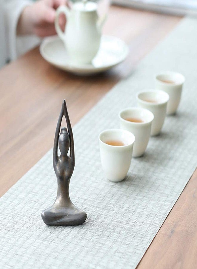 OwMell Lot of 4 Meditation Yoga Pose Statue Figurine Ceramic Yoga Figure Set Decor - Patina Gold - Image 5