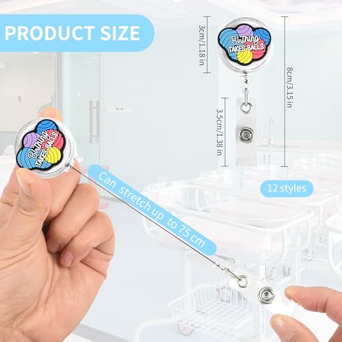 Ulema 24Pcs Funny Badge Reel Retractable for Labor and Delivery Nurse & Midwife, NICU, Maternity Badge Clip, Cute OB/GYN Badge Holder for Nurses Cute Glitter Badge Clip for l&d OBGYN Gifts. - Image 2