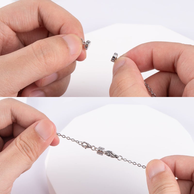 ALEXCRAFT Magnetic Necklace Clasps and Closures, 2 Pcs 925 Sterling Silver Magnetic Clasp for Necklaces White Gold Plated Converter Closure Connector for Bracelet Anklet DIY Jewelry Making Supplies - Image 3
