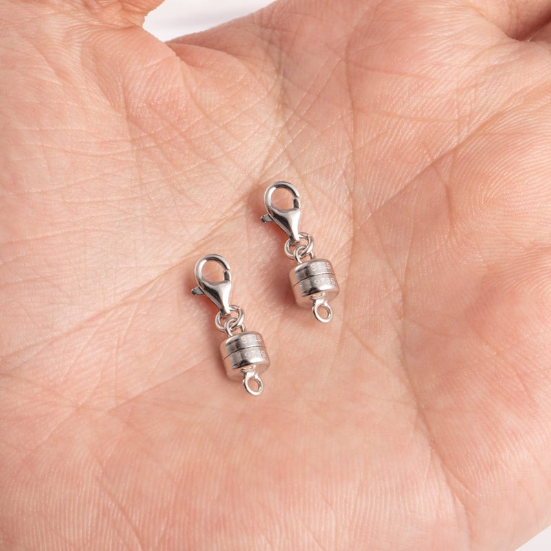 ALEXCRAFT Magnetic Necklace Clasps and Closures, 2 Pcs 925 Sterling Silver Magnetic Clasp for Necklaces White Gold Plated Converter Closure Connector for Bracelet Anklet DIY Jewelry Making Supplies - Image 4
