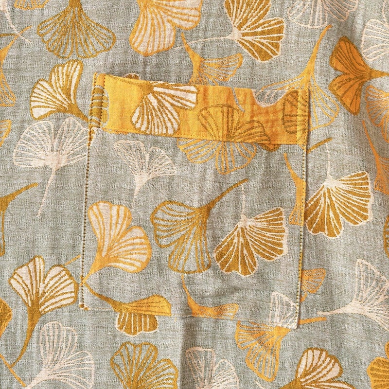 Kimono Robe Purefair 100% Cotton Gauze Ginkgo Leaf Print - Image 5