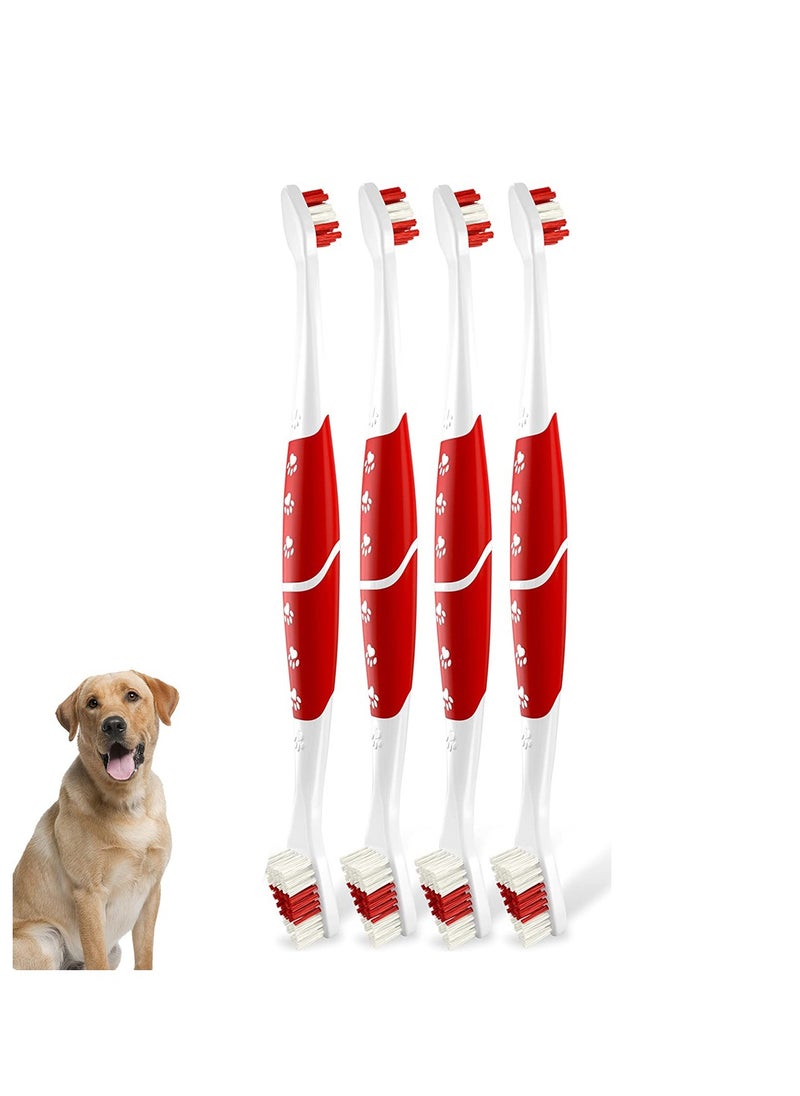 SYOSI Pet Toothbrush Dual Head Dog & Cat Toothbrush with Soft Bristles - Easy Teeth Cleaning & Dental Care Oral Hygiene, Deep Clean, Independent Packaging 4PCS  - Image 1