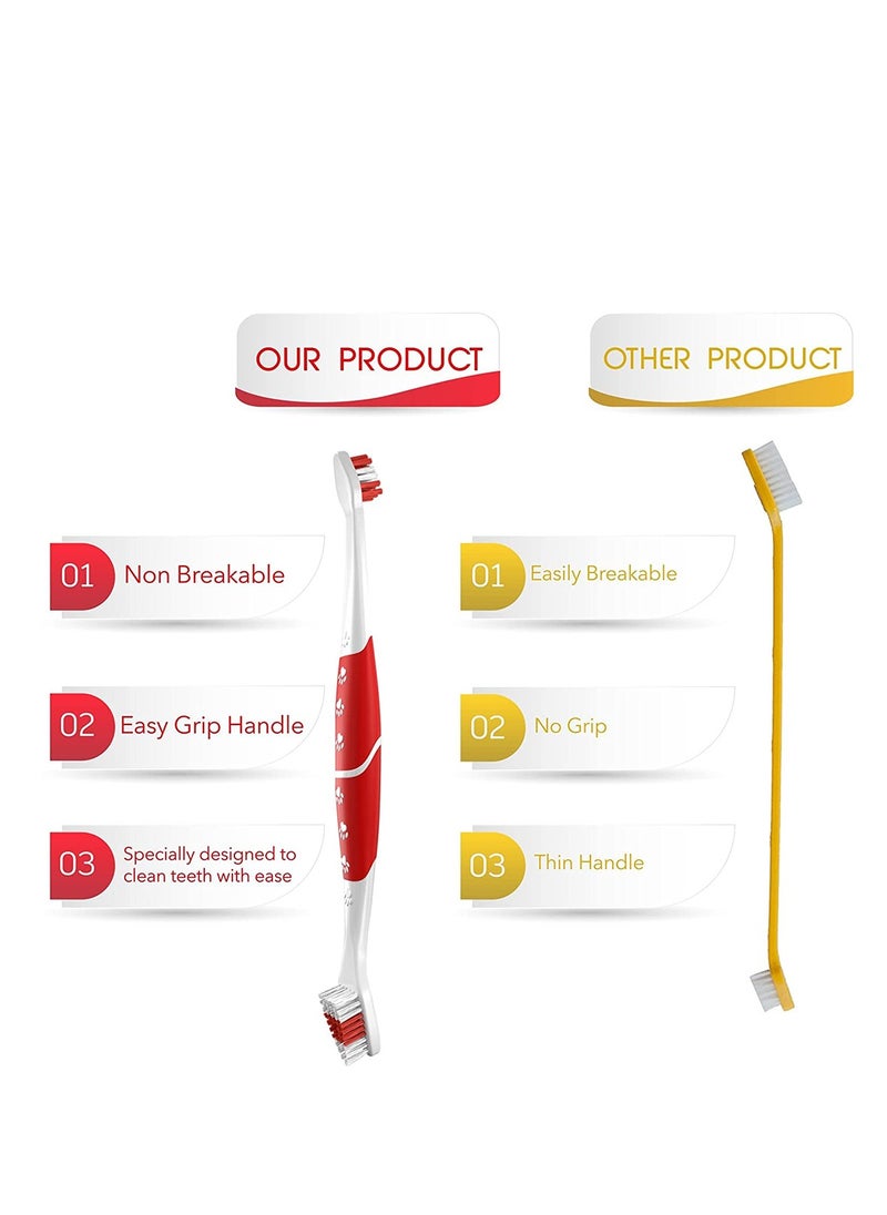 SYOSI Pet Toothbrush Dual Head Dog & Cat Toothbrush with Soft Bristles - Easy Teeth Cleaning & Dental Care Oral Hygiene, Deep Clean, Independent Packaging 4PCS  - Image 2