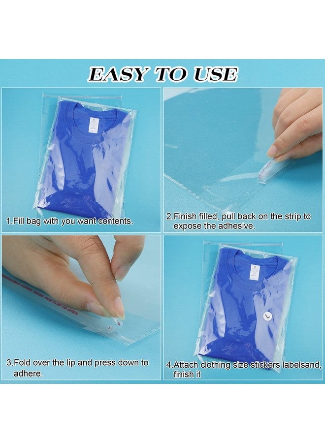 Epakh 200 Pcs Resealable Poly Clear Shirt Bags With 7 Sizes 3500 Pcs Clothing Size Stickers Labels Self Sealing Plastic Bag For Small Businesses Packaging T Shirts Retail Storage(10 X 13 Inch)  - Image 5
