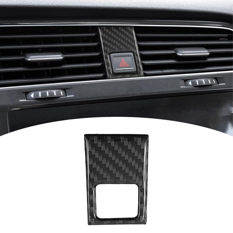 Bilisin Compatible with Car Emergency Switch Frame Carbon Fiber Panel Trim Cover Interior Accessories for Volkswagen VW Golf 7 2014 2015 2016 2017 2018 2019 2020 BlackLeft Drive