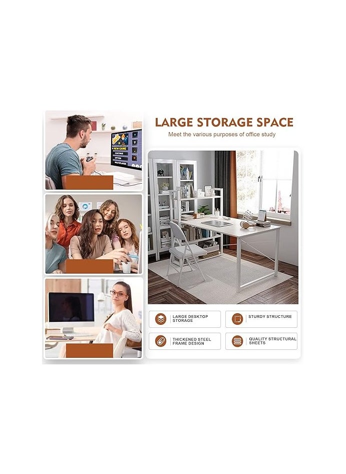 Generic - High Quality Home Office Table Useful For Studying Writing Drawing Or A Work Surface In A Home Workshop You Can Use A Computer Laptop Or Typewriter Flexible Ideal Modern And Simple Design For The Office Durable And Strong And Does Not Shake The Position Of The Shelves Attached To The Office Table Is Flexible You Can Place It On The Right Or Left Of The Office According To Your Need It Has Four Layers Shelves To Place Your Books Or Needs Such As The Alarm Clock Or Pencil Case And On The Desktop You Can Eat And Drink Your Coffee And For Decoration You Can Place A Vase Or A Picture Board The Lower Space Of The Table Is Suitable For People Of All Heights White Color - Image 1