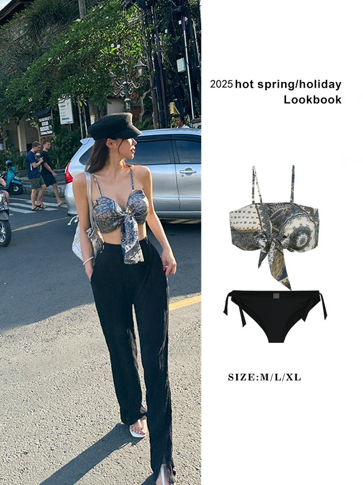 High-Grade Split Swimwear Women'S Strap Bow Beach Vacation Spring Spice Bikini - Image 2